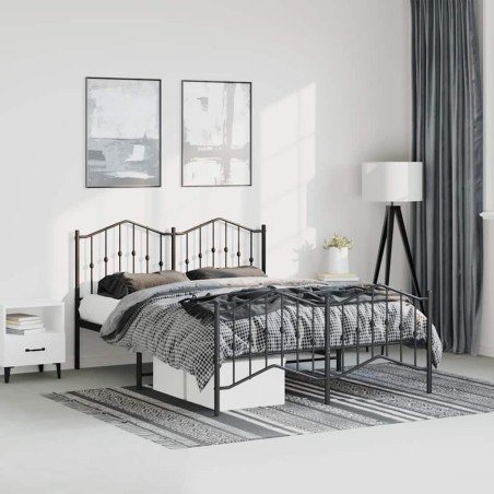 vidaXL Giroletto con Testiera e Pediera Metallo Nero 135x190 cm