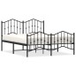 vidaXL Giroletto con Testiera e Pediera Metallo Nero 135x190 cm vidaXL Giroletto con Testiera e Pediera Metallo Nero 135x190 cm