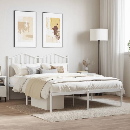 vidaXL Giroletto con Testiera Metallo Bianco 140x190 cm