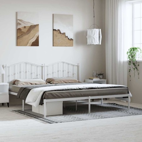 vidaXL Giroletto con Testiera Metallo Bianco 193x203 cm