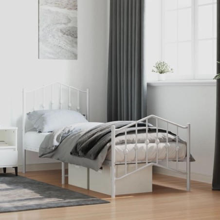 vidaXL Giroletto con Testiera e Pediera Metallo Bianco 75x190 cm
