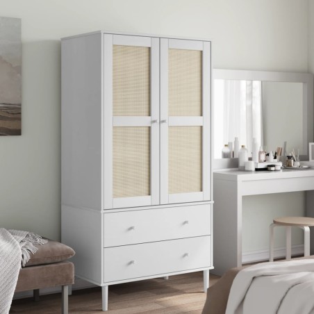 vidaXL Armadio SENJA Aspetto Rattan Bianco 90x55x175 cm Massello Pino
