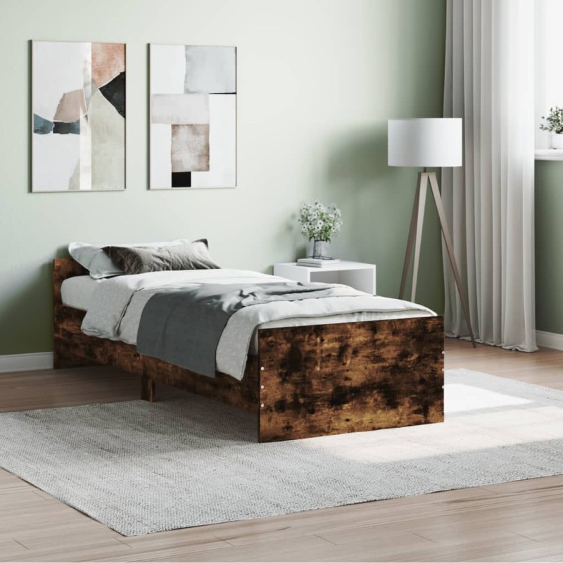 vidaXL Giroletto senza Materasso Rovere Fumo 75x190 cm in Truciolato vidaXL Giroletto senza Materasso Rovere Fumo 75x190 cm in Truciolato