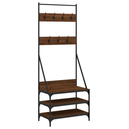vidaXL Appendiabiti con Porta Scarpe Rovere Marrone 70x40x184 cm