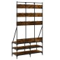 vidaXL Appendiabiti con Porta Scarpe Rovere Fumo 100x40x184 cm vidaXL Appendiabiti con Porta Scarpe Rovere Fumo 100x40x184 cm