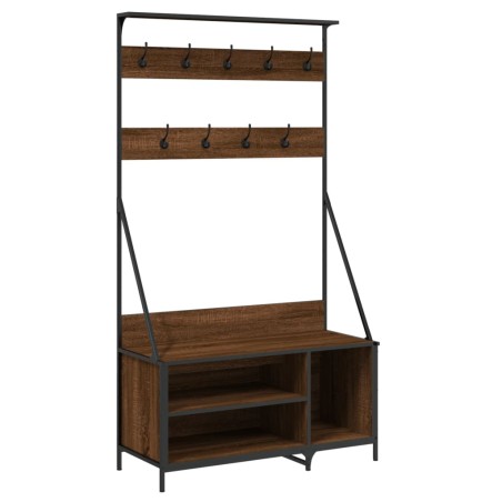vidaXL Appendiabiti con Porta Scarpe Rovere Marrone 100x41x184 cm