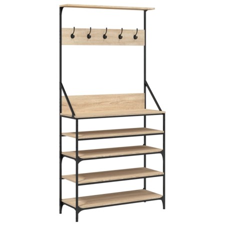 vidaXL Appendiabiti con Porta Scarpe Rovere Sonoma 90x34x184 cm