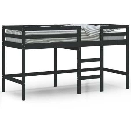 vidaXL Letto Soppalco con Scala Bambini Nero 80x200cm Massello Pino