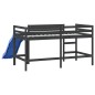 vidaXL Letto Soppalco con Scivolo Bambini Nero 80x200cm Massello Pino vidaXL Letto Soppalco con Scivolo Bambini Nero 80x200cm Massello Pino
