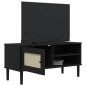 vidaXL Mobile TV SENJA Aspetto Rattan Nero 106x40x49 cm Massello Pino vidaXL Mobile TV SENJA Aspetto Rattan Nero 106x40x49 cm Massello Pino