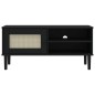 vidaXL Mobile TV SENJA Aspetto Rattan Nero 106x40x49 cm Massello Pino vidaXL Mobile TV SENJA Aspetto Rattan Nero 106x40x49 cm Massello Pino