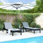 vidaXL Lettini Prendisole 2pz Neri 199,5x60x74 cm Legno Massello Pino