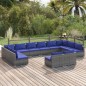 Set Divani da Giardino 12 pz con Cuscini in Polyrattan Grigio Set Divani da Giardino 12 pz con Cuscini in Polyrattan Grigio