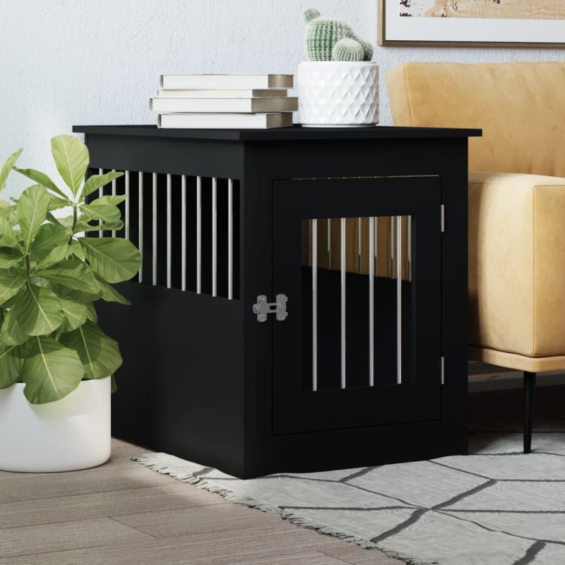 vidaXL Gabbia Cani da Arredamento Nera 55x75x65cm Legno Multistrato vidaXL Gabbia Cani da Arredamento Nera 55x75x65cm Legno Multistrato