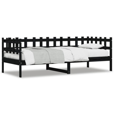 vidaXL Dormeuse Nera 80x200 cm in Legno Massello di Pino