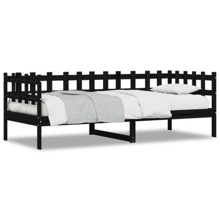 vidaXL Dormeuse Nera 90x190 cm in Legno Massello di Pino
