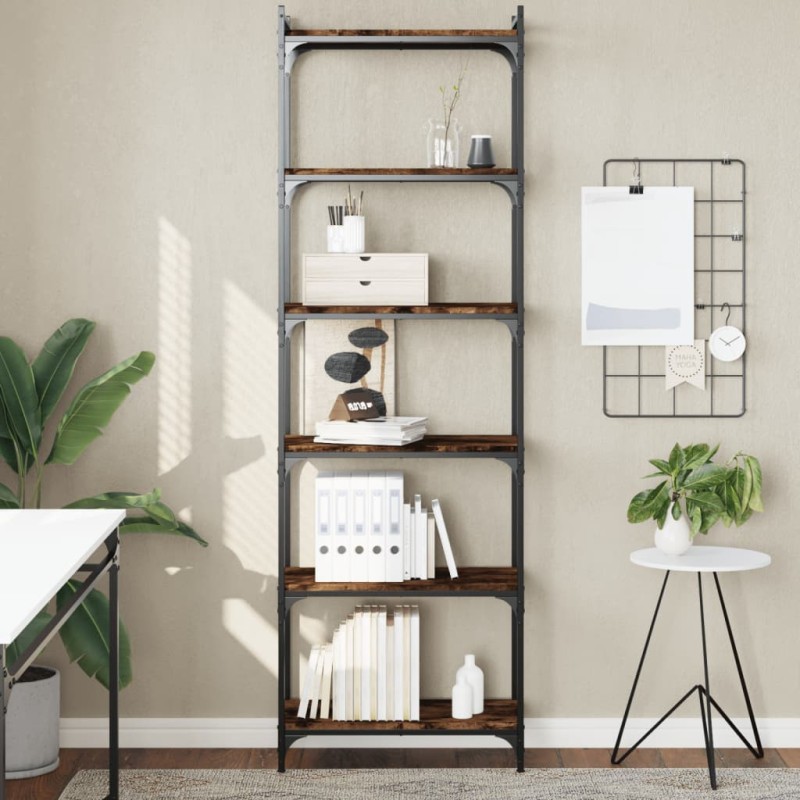 vidaXL Libreria a 6 Ripiani Rovere Fumo 60x30x188 cm Legno Multistrato vidaXL Libreria a 6 Ripiani Rovere Fumo 60x30x188 cm Legno Multistrato