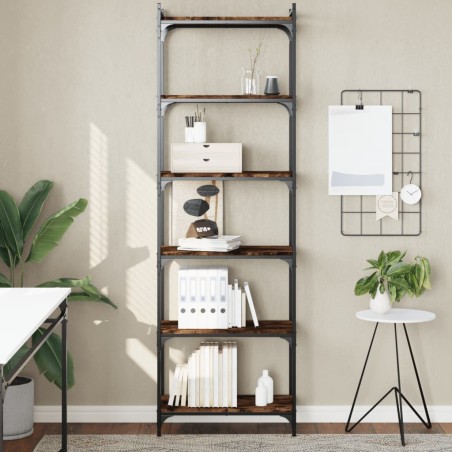 vidaXL Libreria a 6 Ripiani Rovere Fumo 60x30x188 cm Legno Multistrato
