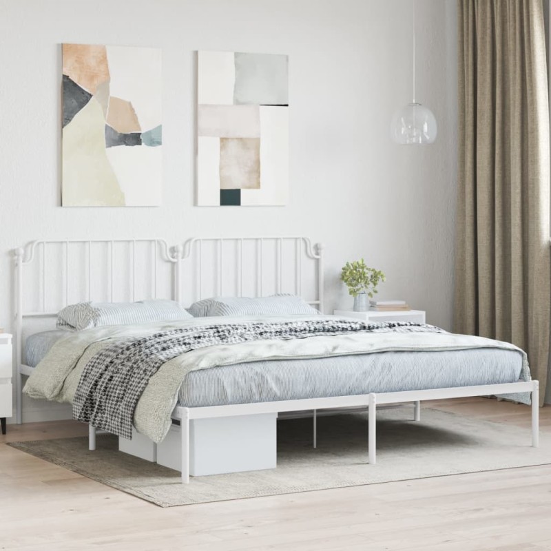 vidaXL Giroletto con Testiera Metallo Bianco 200x200 cm