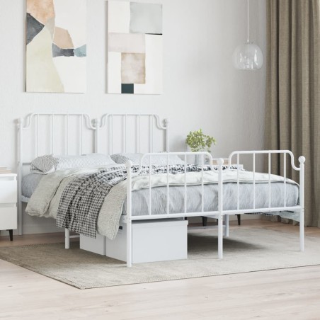 vidaXL Giroletto con Testiera e Pediera Metallo Bianco 140x200 cm