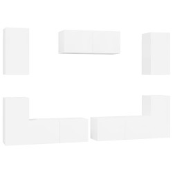 Set di Mobili Porta TV 7 pz Bianco Lucido in Legno Multistrato