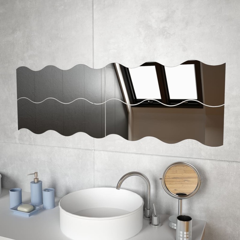 vidaXL Specchi da Parete 4 pz 60x18,5 cm Vetro a Onda vidaXL Specchi da Parete 4 pz 60x18,5 cm Vetro a Onda