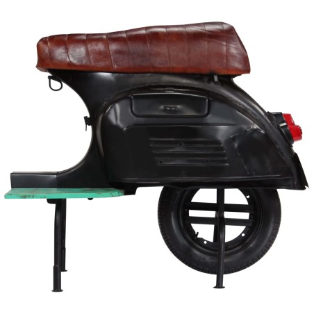  vidaXL Sedia da Bar Scooter Nera in Pelle Vera e Massello di Recupero