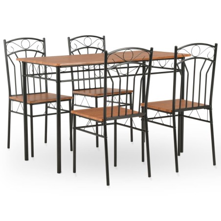 vidaXL Set da Pranzo 5 pz in MDF e Acciaio Marrone