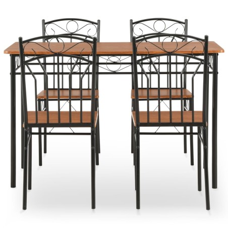 vidaXL Set da Pranzo 5 pz in MDF e Acciaio Marrone