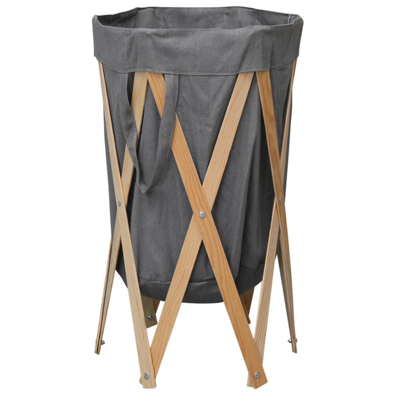 vidaXL Cesto della Biancheria Pieghevole Grigio Legno e Tessuto vidaXL Cesto della Biancheria Pieghevole Grigio Legno e Tessuto