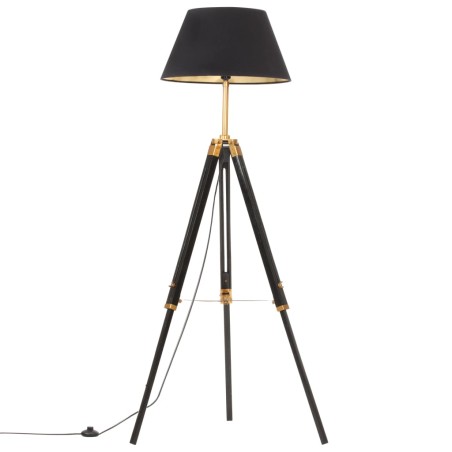 vidaXL Lampada a Treppiede Nero e Oro in Massello di Teak 141 cm