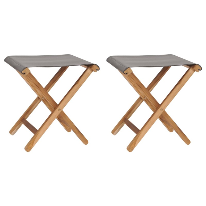 vidaXL Sedie Pieghevoli 2 pz in Legno di Teak e Tessuto Grigio Scuro vidaXL Sedie Pieghevoli 2 pz in Legno di Teak e Tessuto Grigio Scuro