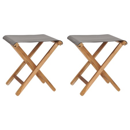 vidaXL Sedie Pieghevoli 2 pz in Legno di Teak e Tessuto Grigio Scuro