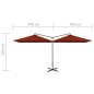vidaXL Ombrellone Doppio con Palo in Acciaio Terracotta 600x300 cm vidaXL Ombrellone Doppio con Palo in Acciaio Terracotta 600x300 cm
