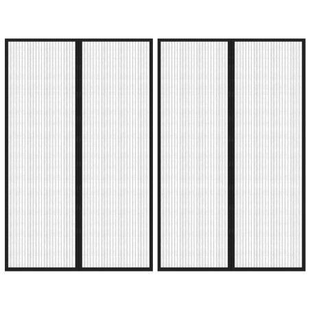 vidaXL Tende Antimosche 2 pz per Porte con Magneti Nere 220x130 cm