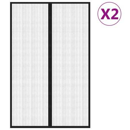 vidaXL Tende Antimosche 2 pz per Porte con Magneti Nere 220x130 cm