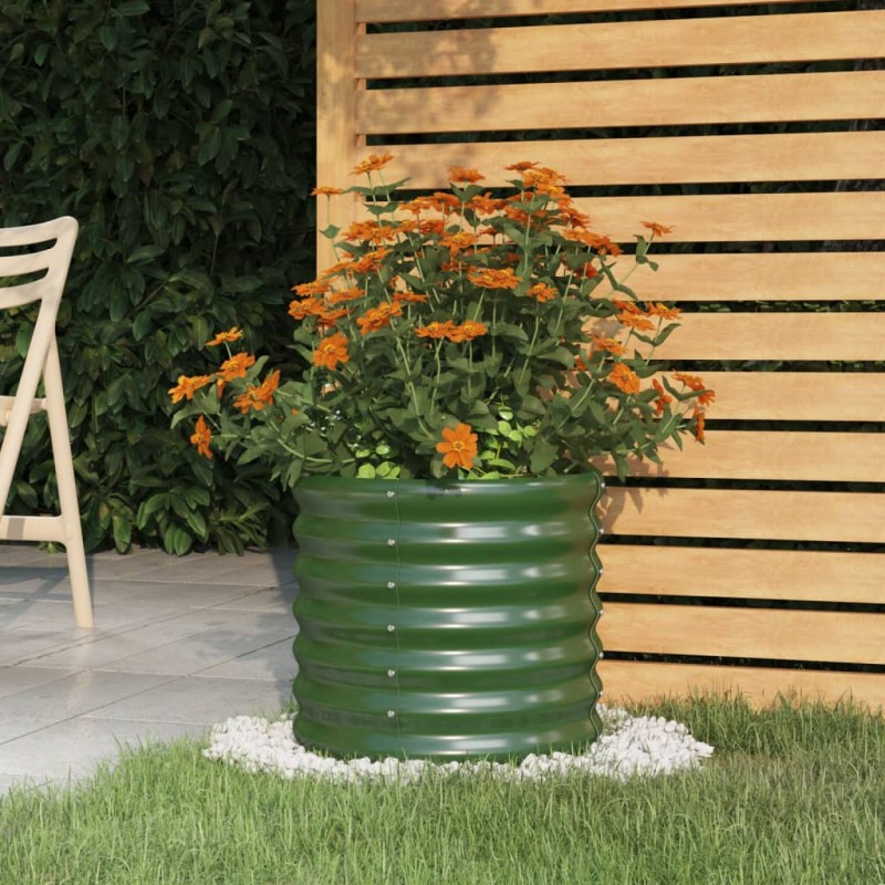 vidaXL Vaso da Giardino Acciaio Verniciato a Polvere 40x40x36 cm Verde vidaXL Vaso da Giardino Acciaio Verniciato a Polvere 40x40x36 cm Verde