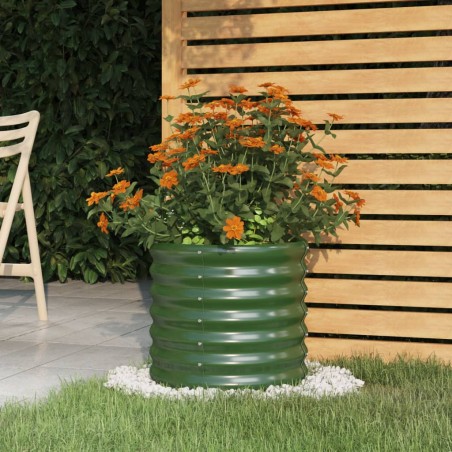 vidaXL Vaso da Giardino Acciaio Verniciato a Polvere 40x40x36 cm Verde