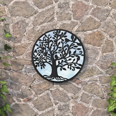 vidaXL Specchio da Giardino Nero 40x2,5 cm in Ferro Rotondo da Esterno