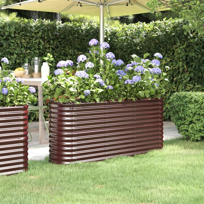 vidaXL Letto Giardino Acciaio Verniciato a Polvere 152x40x68cm Marrone vidaXL Letto Giardino Acciaio Verniciato a Polvere 152x40x68cm Marrone