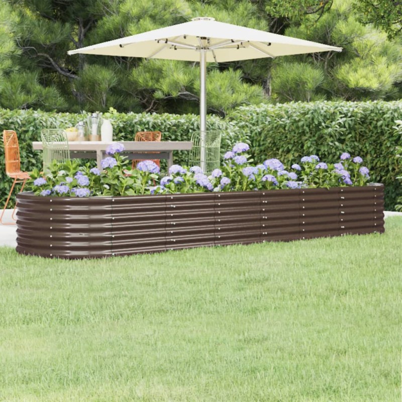 vidaXL Letto Giardino Acciaio Verniciato a Polvere 296x80x36cm Marrone vidaXL Letto Giardino Acciaio Verniciato a Polvere 296x80x36cm Marrone