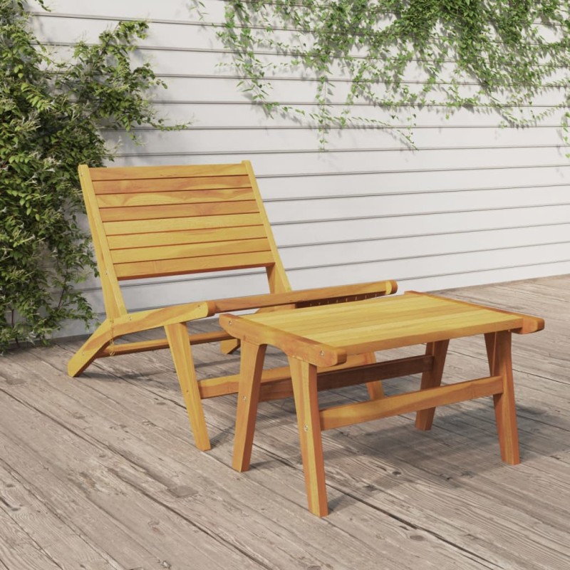 vidaXL Sedia da Giardino con Poggiapiedi in Legno Massello di Teak vidaXL Sedia da Giardino con Poggiapiedi in Legno Massello di Teak