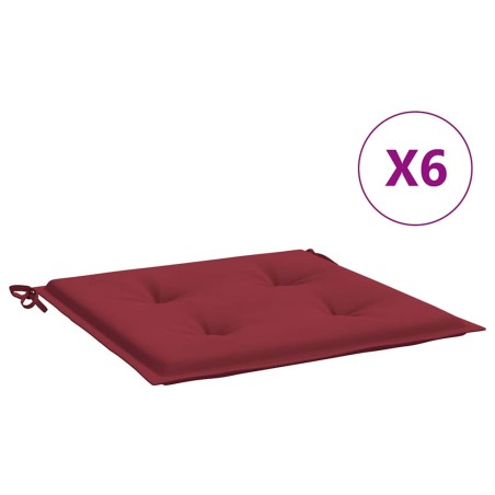 vidaXL Cuscini per Sedia 6 pz Rosso Vino 40x40x3 cm in Tessuto Oxford