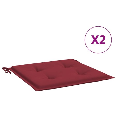 vidaXL Cuscini per Sedia 2 pz Rosso Vino 40x40x3 cm in Tessuto Oxford