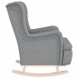 vidaXL Poltrona Gambe a Dondolo Legno di Hevea Grigio Chiaro Tessuto vidaXL Poltrona Gambe a Dondolo Legno di Hevea Grigio Chiaro Tessuto