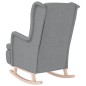 vidaXL Poltrona Gambe a Dondolo Legno di Hevea Grigio Chiaro Tessuto vidaXL Poltrona Gambe a Dondolo Legno di Hevea Grigio Chiaro Tessuto