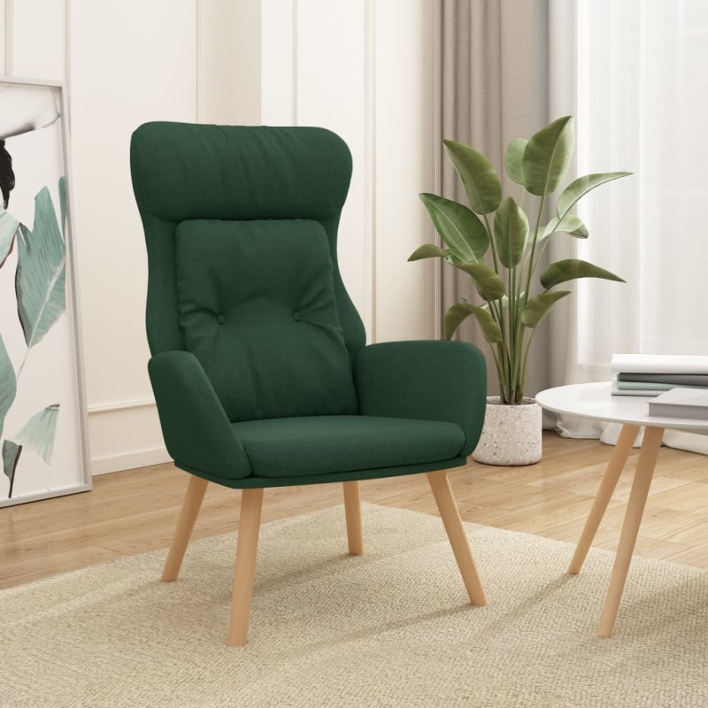 vidaXL Sedia Rilassante Verde Scuro in Tessuto vidaXL Sedia Rilassante Verde Scuro in Tessuto