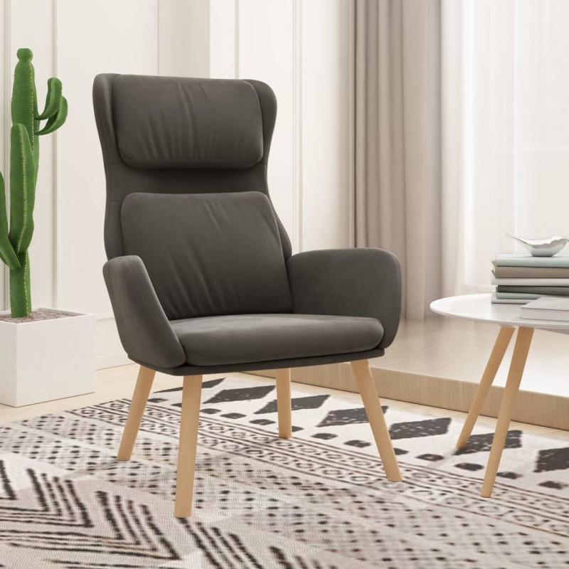 vidaXL Sedia Relax Grigio Scuro in Velluto vidaXL Sedia Relax Grigio Scuro in Velluto