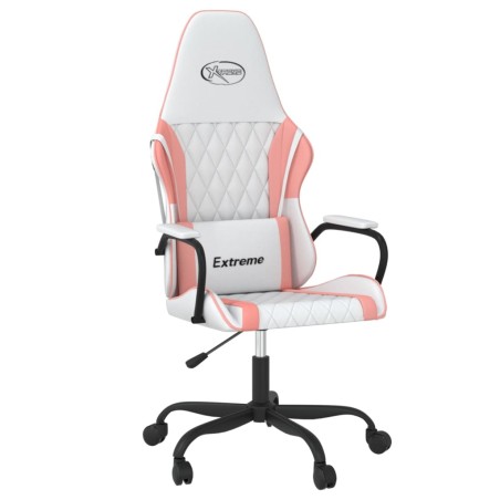 vidaXL Sedia da Gaming Massaggiante Bianco e Rosa in Similpelle