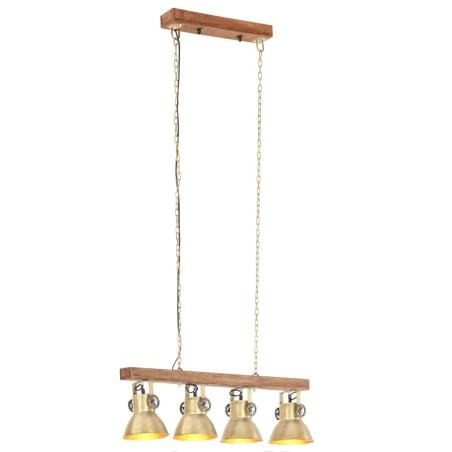 vidaXL Lampada a Sospensione Industriale Ottone E27 Legno di Mango